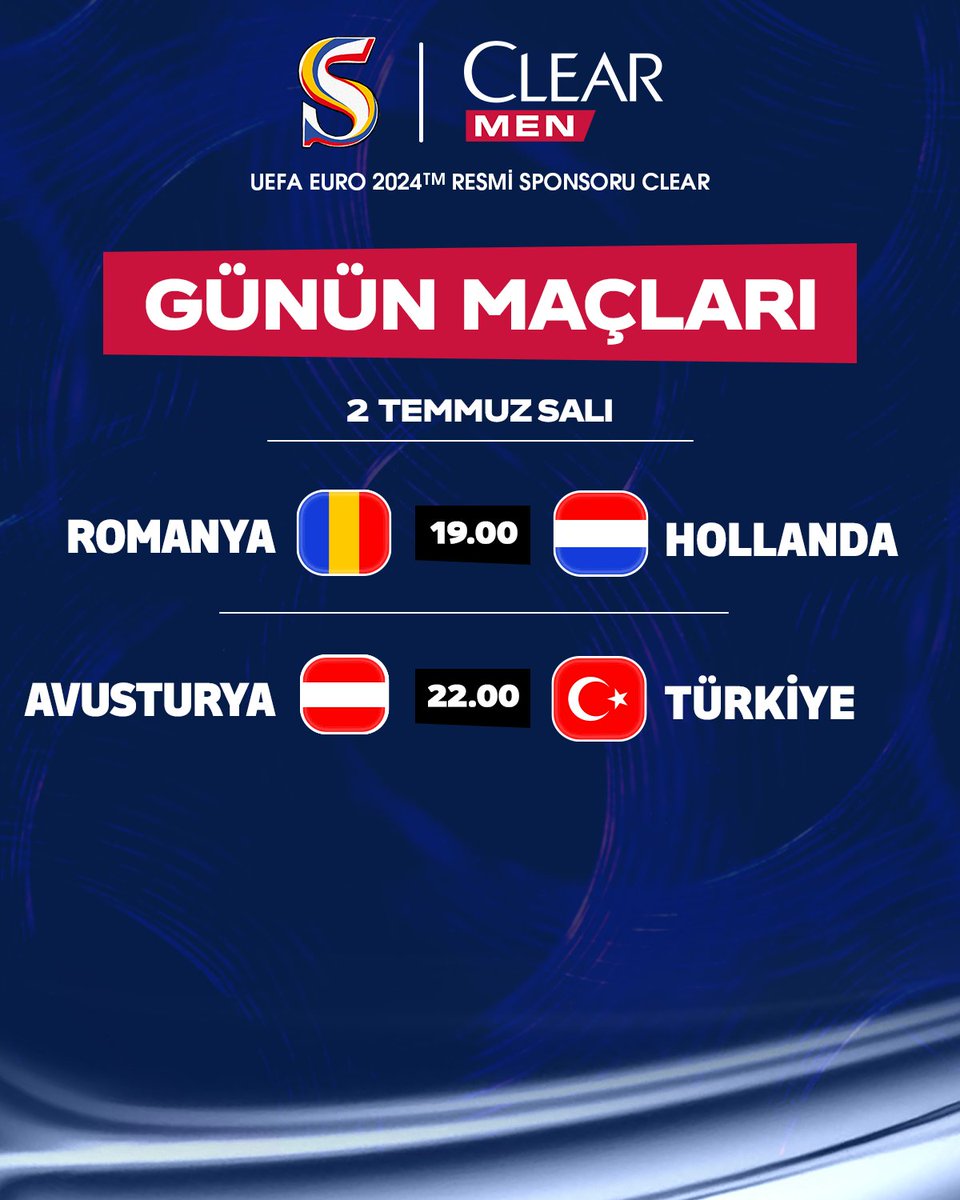 ⚽ Günün maçları.

<a href="/ClearTurkiye/">Clear Türkiye</a> #ClearİleKafanRahat #Sponsor