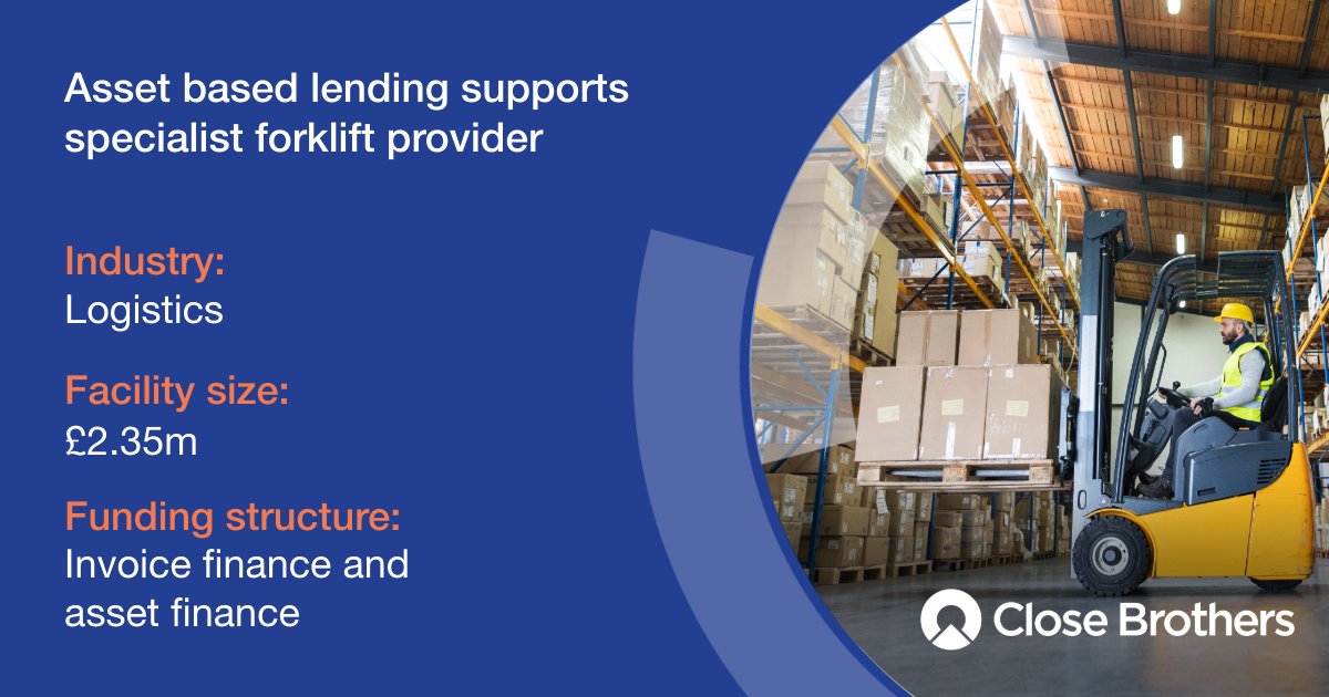 Close Brothers is delighted to support a specialist equipment hire business.

#ABL #InvoiceFinance #Logistics