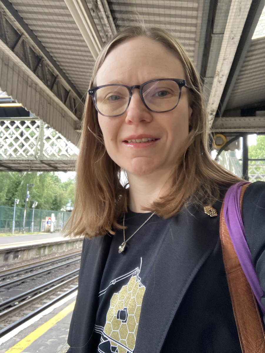 All #JWST ready! On my way in for press preview morning at the <a href="/royalsociety/">The Royal Society</a> Summer Science Exhibition. We’re celebrating JWST science from exoplanets to distant galaxies and everything in between. #JWST1styears #summerscience