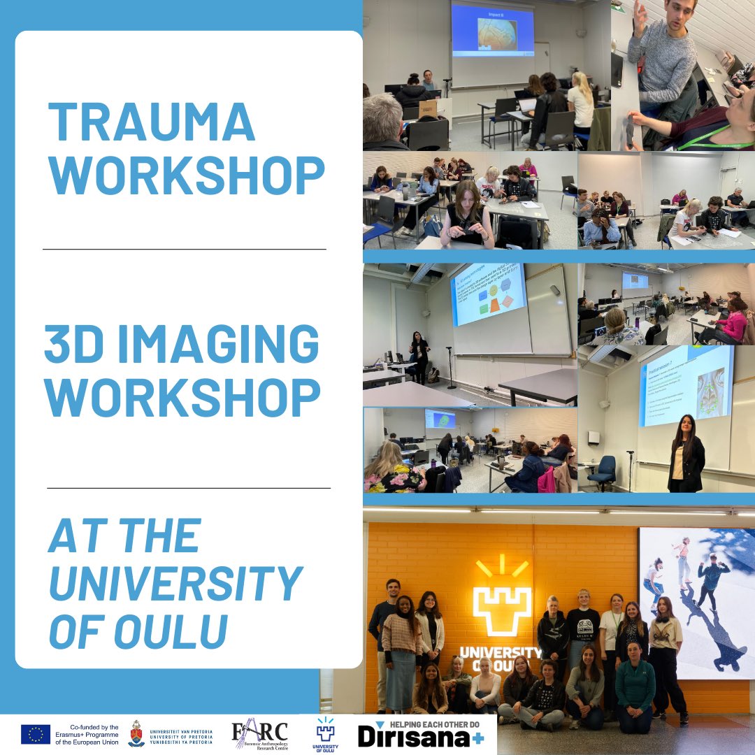 DirisanaPlus's tweet photo. Various workshops were given to the University of Helsinki and Oulu focusing on Bone Trauma and 3D Imaging applications given by Prof L’Abbè and Dr Ridel from @UPAnthro. 

#Technology
#Collaboration
#Dirisanaworkingtogether
#Healtheducation https://t.co/CVWdCL6MJs