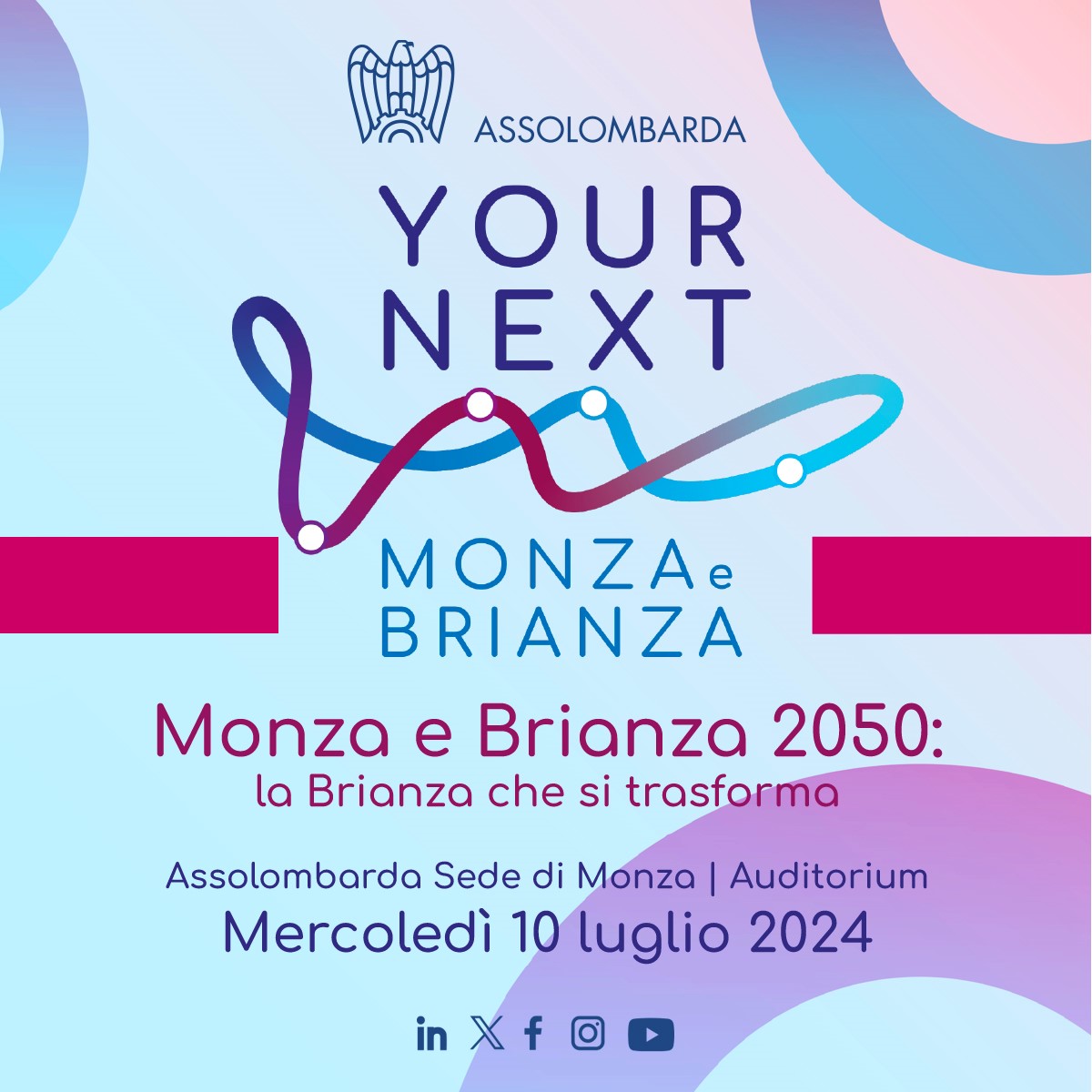Assolombarda's tweet image. #10luglio alle ore 17:30 presso la sede di Monza di #Assolombarda presenta "Your Next Monza", l'evento per fare il punto sullo stato dell'arte del sistema amministrativo, territoriale, economico e sociale della #Brianza e riflettere sulle sfide future, su priorità e obiettivi…