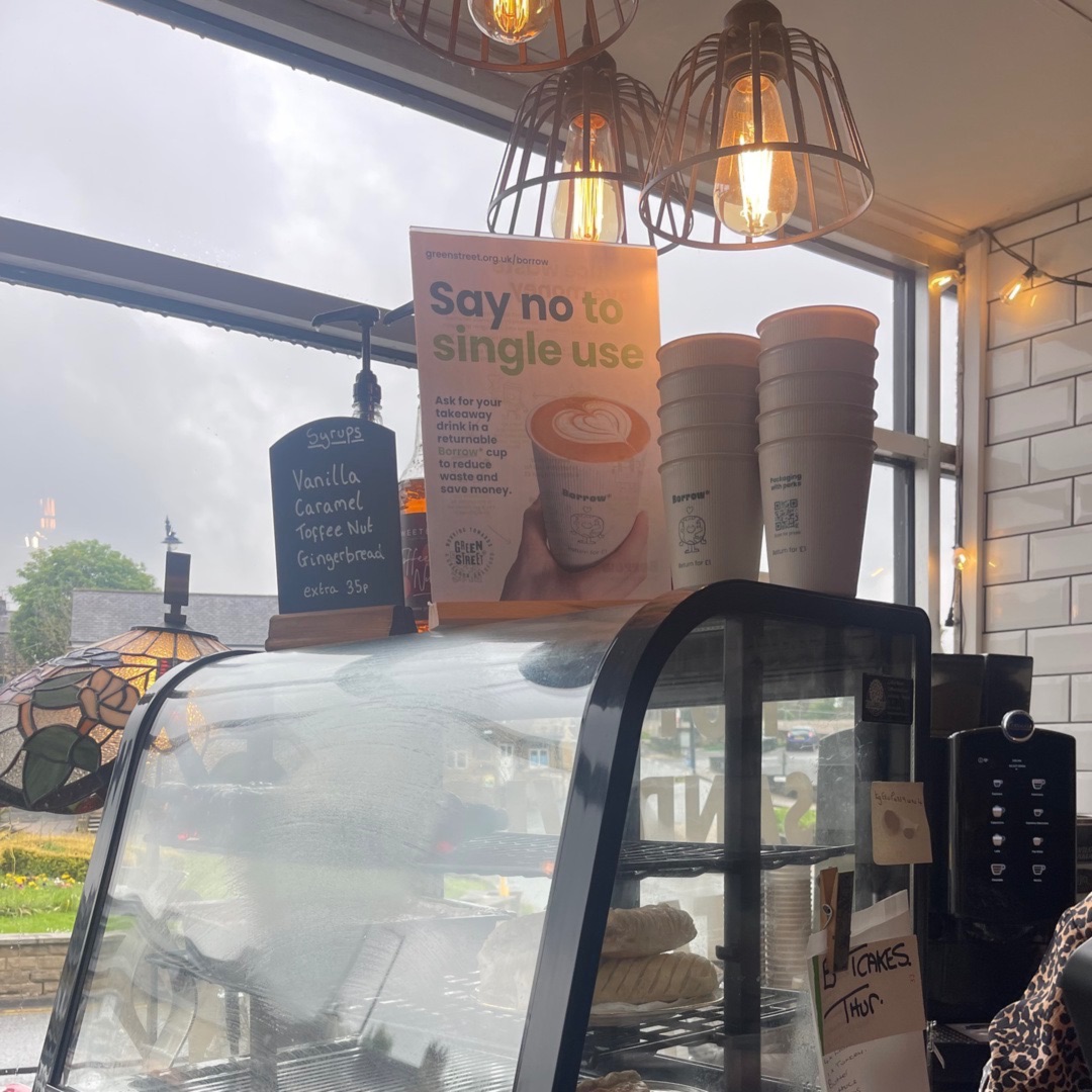 __borrow's tweet photo. Our #Borrow cups are now available at Jessie's Kitchen in Baildon! ☕️🌍  

We're expanding our reach across Bradford  🙌  To find your nearest Borrow* venue, head to our website map: https://t.co/sA1oVjKj9u https://t.co/Bsn9GhGjvN