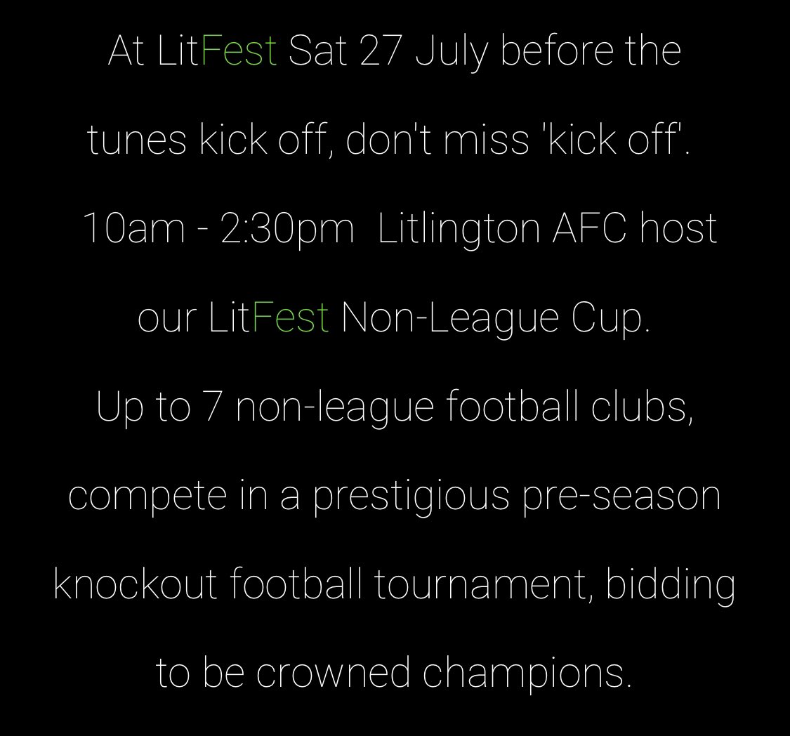 Litlington AFC (@litlington_fc) on Twitter photo We welcome <a href="/coldhamsdonsfc/">Coldhams Dons FC</a> to LitFest Non-League Cup, joining <a href="/CliftonFC__/">Clifton FC</a> and hosts Litlington AFC First and Reserves. The competition is gearing up!
As teams return, spaces are booking up. Register before they go here - forms.office.com/r/NJ4xZCDpeJ We welcome <a href="/coldhamsdonsfc/">Coldhams Dons FC</a> to LitFest Non-League Cup, joining <a href="/CliftonFC__/">Clifton FC</a> and hosts Litlington AFC First and Reserves. The competition is gearing up!
As teams return, spaces are booking up. Register before they go here - forms.office.com/r/NJ4xZCDpeJ