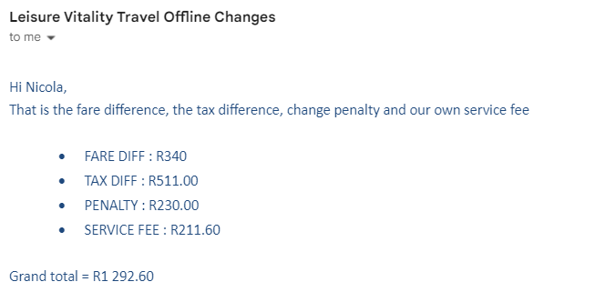 R1,292.60 to change a flight? 
<a href="/Vitality_SA/">Discovery Vitality</a> this is an absurd (and disappointing) flaw in your #VitalityTravel system. <a href="/flysaa/">SAA - South African Airways</a> #SAA