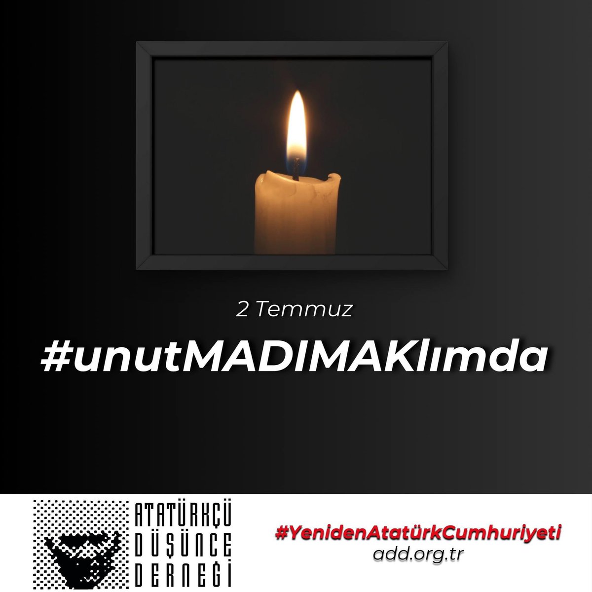 “Hayatta en hakiki mürşit ilimdir, fendir. İlim ve fennin dışında mürşit aramak gaflettir,cehalettir, dalalettir.”
-Mustafa Kemal Atatürk 

Milli Mücadele ateşinin yakıldığı Sivas’a düşürülmüş kapkara bir cehalet lekesidir MADIMAK!Anılarına saygıyla
#2Temmuz1993 #unutMADIMAKlımda