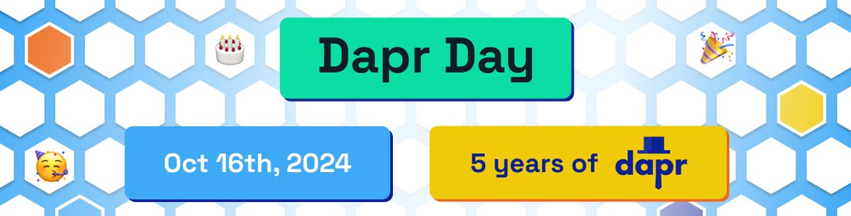 On Oct 16th this year, Dapr will be 5 years old! 🎂🥳 We're celebrating this with another virtual Dapr Day conference. Please submit your sessions here: sessionize.com/dapr-day-oct-2…