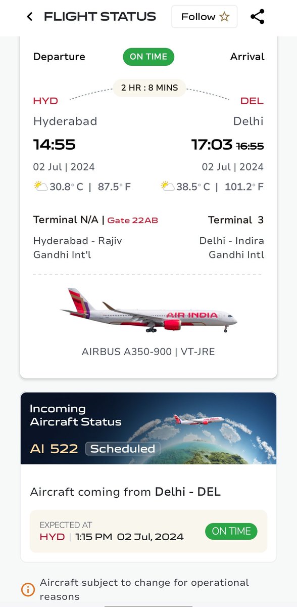 Vinamralongani's tweet photo. It's fly day today and my chariot is @airindia 's #A350-900 VT-JRE.
I spotted her at the home of @Airbus in #Toulouse in March with @cliper31.
The new Air India app will make any #AvGeek happy given it tells you the registration mark and where the aircraft is coming from.
#PaxEx https://t.co/NhiPIz6lhV