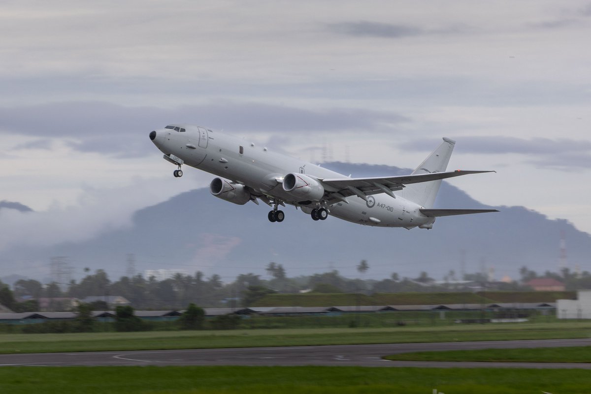 hqjoc's tweet photo. ✈Under #OperationGateway, #YourADF No. 11 Squadron @AusAirForce P-8A Poseidon operated from the Royal Malaysian Air Force (RMAF) Base Butterworth to monitor naval shipping along some of the world’s busiest shipping routes in the North Indian Ocean and South China Sea. https://t.co/jrLVZmXeZy