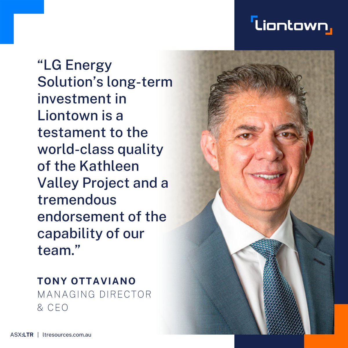 LiontownRes's tweet photo. #ASXNews: $LTR has expanded our strategic partnership with @LG_ensol, securing a US$250 million investment, 10-year offtake extension &amp; a downstream collaboration agreement. Read more: https://t.co/GqBJM5xHcP
#mining #lithium #asx https://t.co/dsL8haDTTa