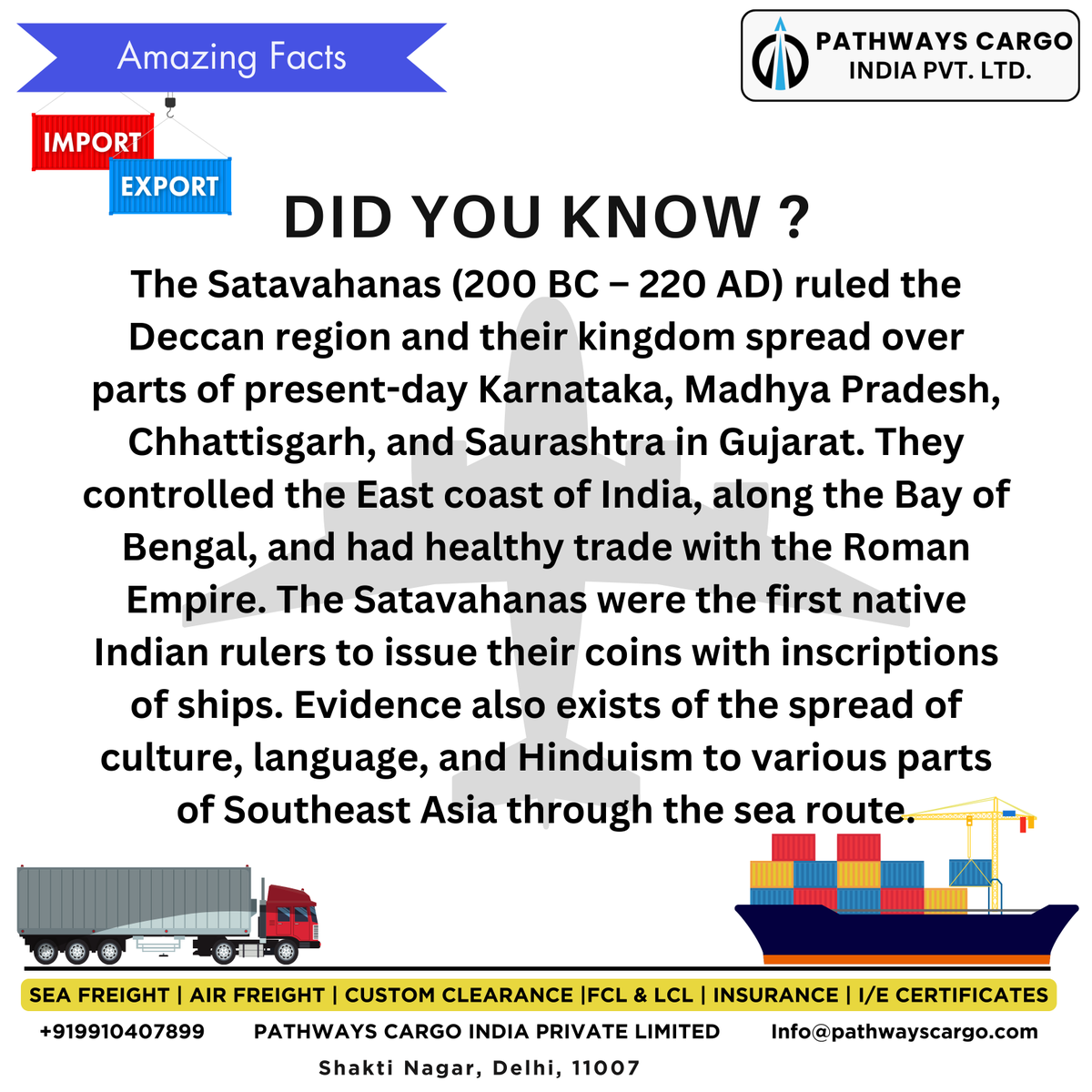 Pathways_Cargo's tweet photo. Satavahana Empire : Masters of the Seas
#History #MaritimeHeritage #Ports #ContainerFire #AirCargo #SeaFreight #SupplyChain #Logistics #Trading #stockmarketsindia #investingtips #freighters #pathwayscargo https://t.co/qlImFHnjHk