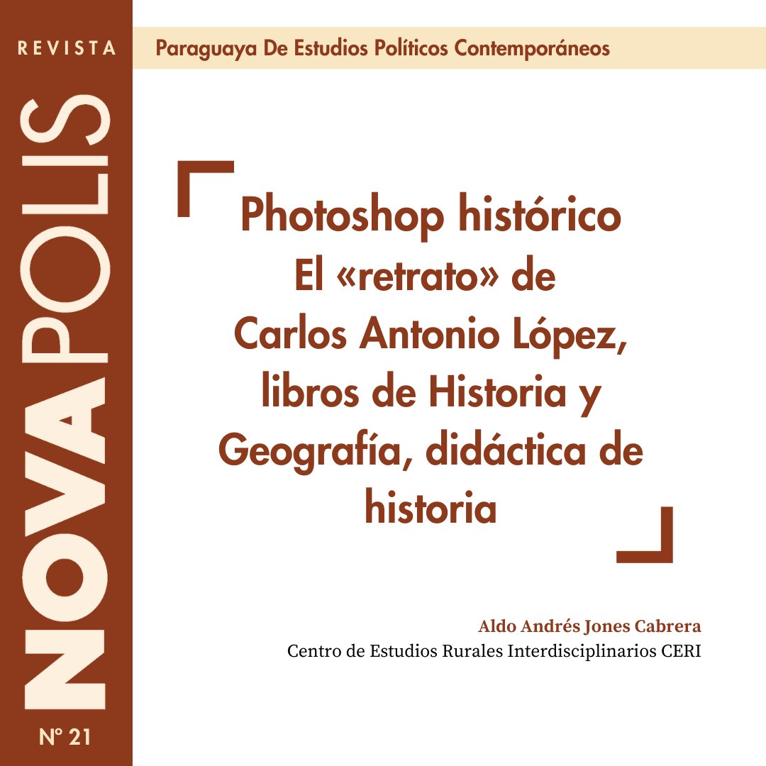 Novapolispy's tweet image. ¿Cómo se representa la imagen del presidente Carlos Antonio López en los libros de texto oficiales de Historia y Geografía?
Este artículo analiza la representación del mandatario en distintos niveles educativos.
🔜bit.ly/3zuxgKo