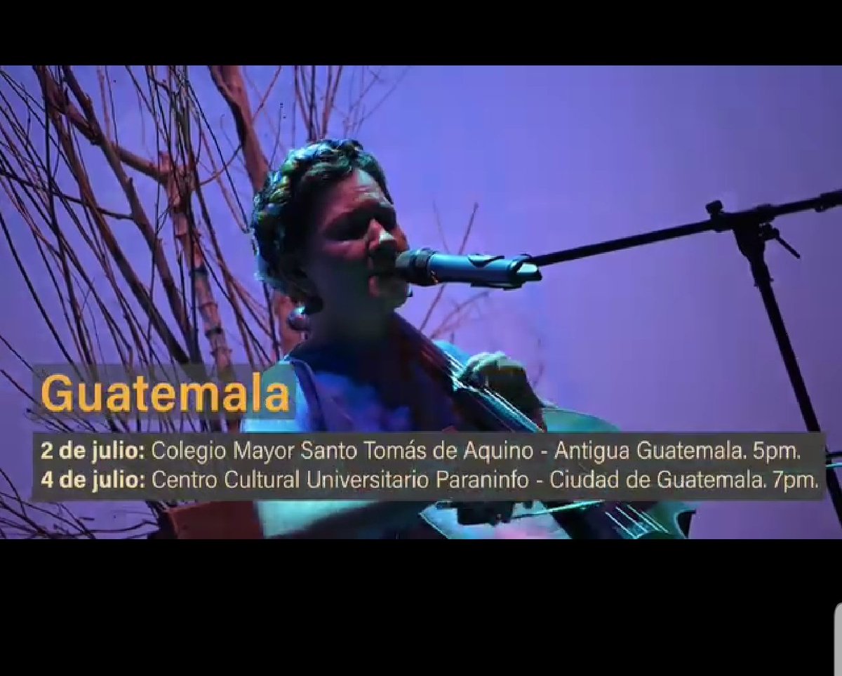 Les invitamos a estos conciertos de Elena Zuñiga y la Orquesta Lunar desde #CostaRica quienes se presentaran el martes 2 en Antigua Guatemala y Jueves 4 en el Paraninfo Universitario!!👌🔥 entrada gratuita!

instagram.com/reel/C8zr3pIRn…

#ElenaZuñiga #ElenaylaOrquestaLunar #Guatemala