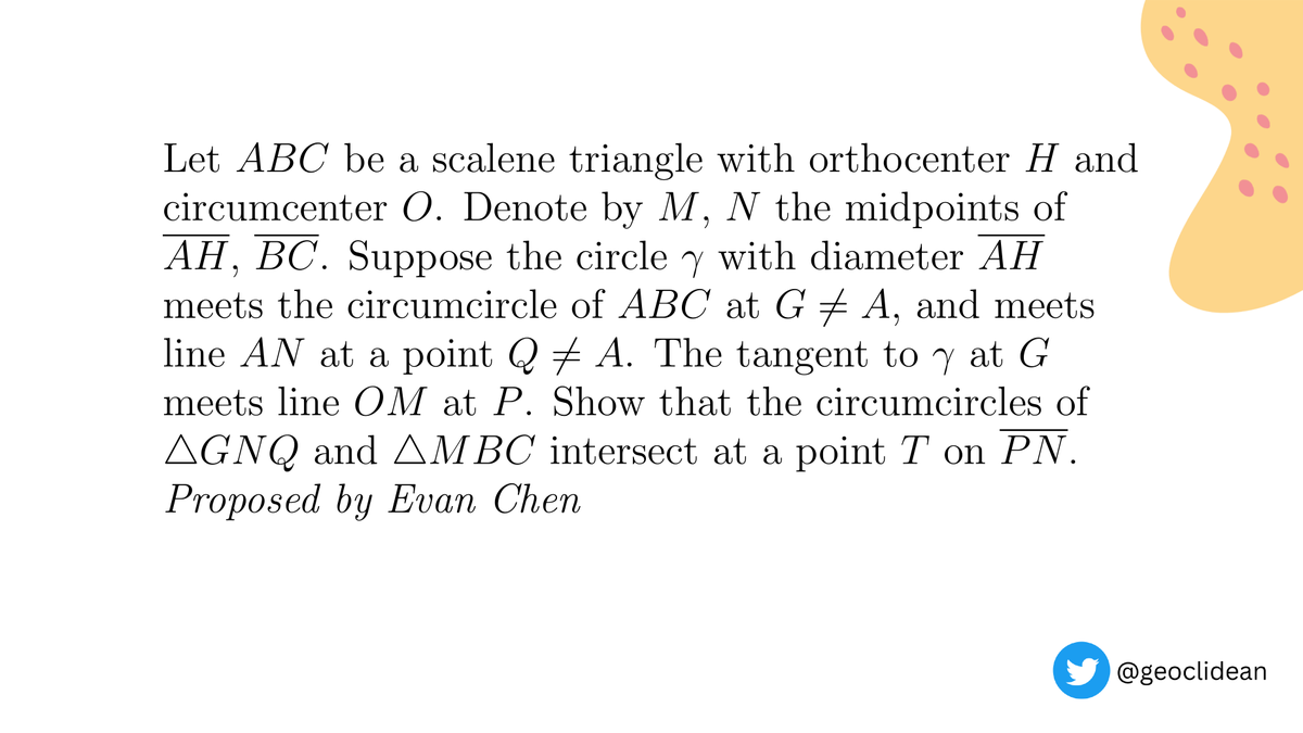 geoclidean's tweet photo. Medium geometry with AH diameter circle
#Geometry #RadicalAxis #PowerOfAPoint #HumptyPoint #USATSTST #GeometrySolved #ProjectiveGeometry https://t.co/KIoOYcCusZ