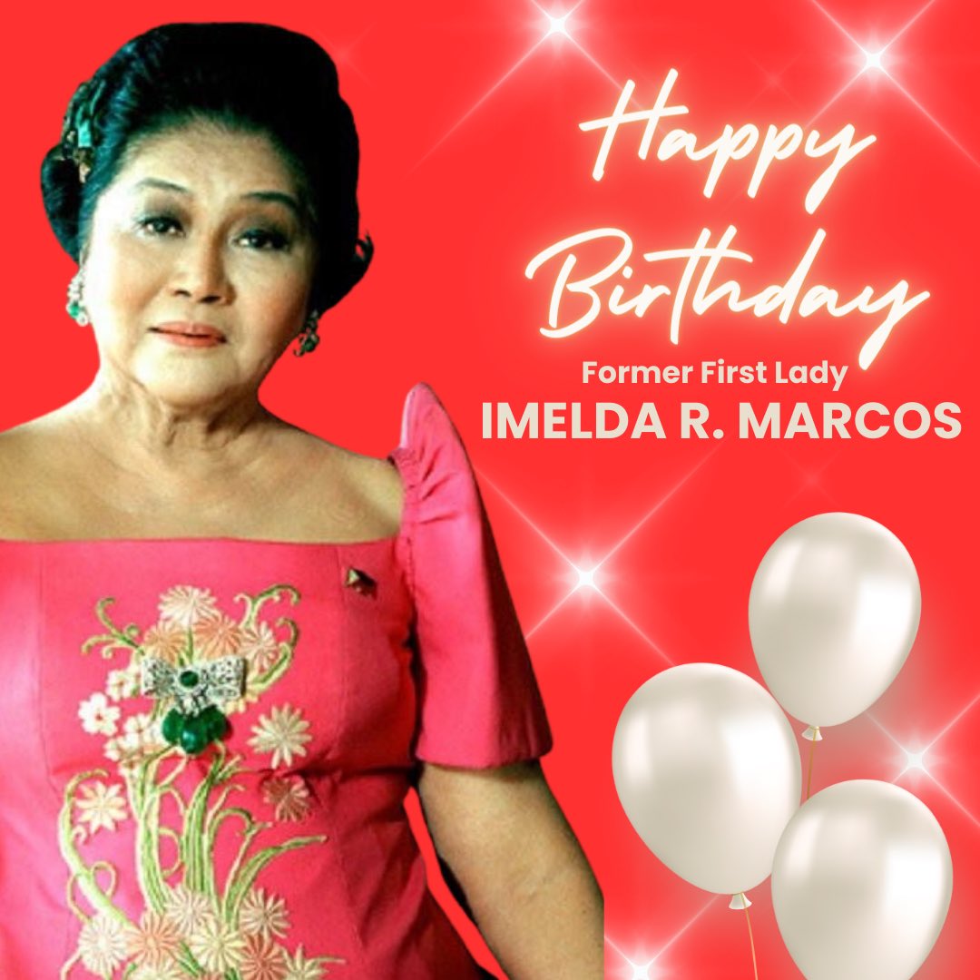 MayorBoyet's tweet photo. 🎉 Happy 95th Birthday to Former First Lady Imelda R. Marcos! 🎉

Today, we celebrate a remarkable woman whose legacy and contributions have left an indelible mark on our nation. From her elegant style to her unwavering dedication, she continues to inspire generations. https://t.co/vaEfpPGDbK