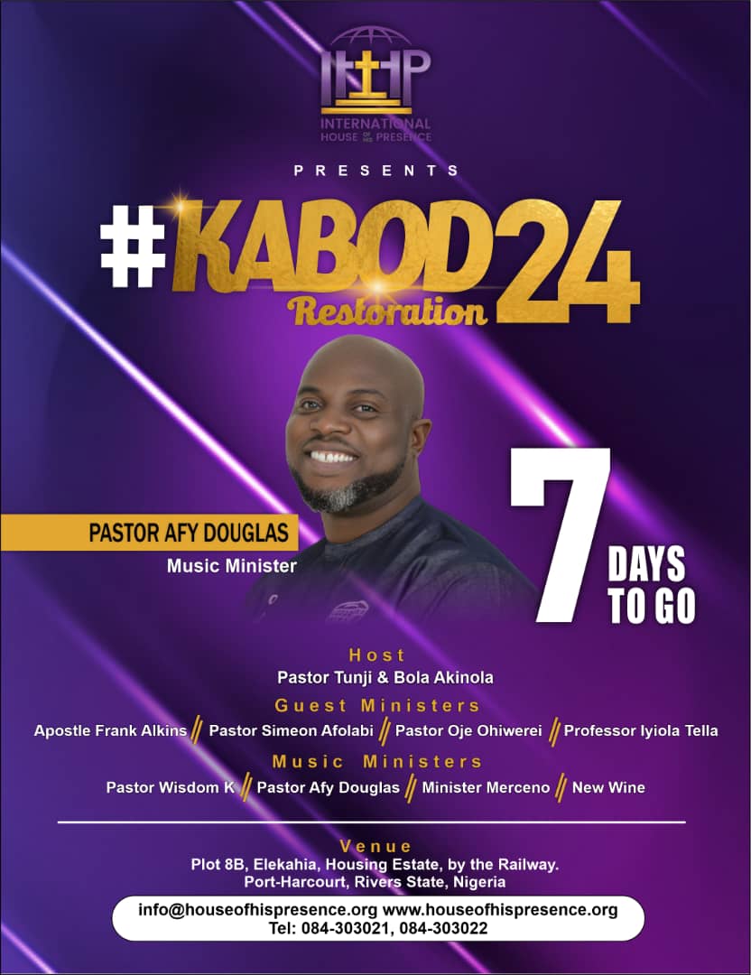 hispresenceng's tweet photo. 7 days to go... Pastor Afy Douglas is aligned with #Kabod24. #ihhpkabod. 🕺🏼🏃🏼‍♀️🏃🏼‍♂️💃🏼🎊🪗📽️🎤🎤🎺🎷🥁 https://t.co/8e8JCQymF0