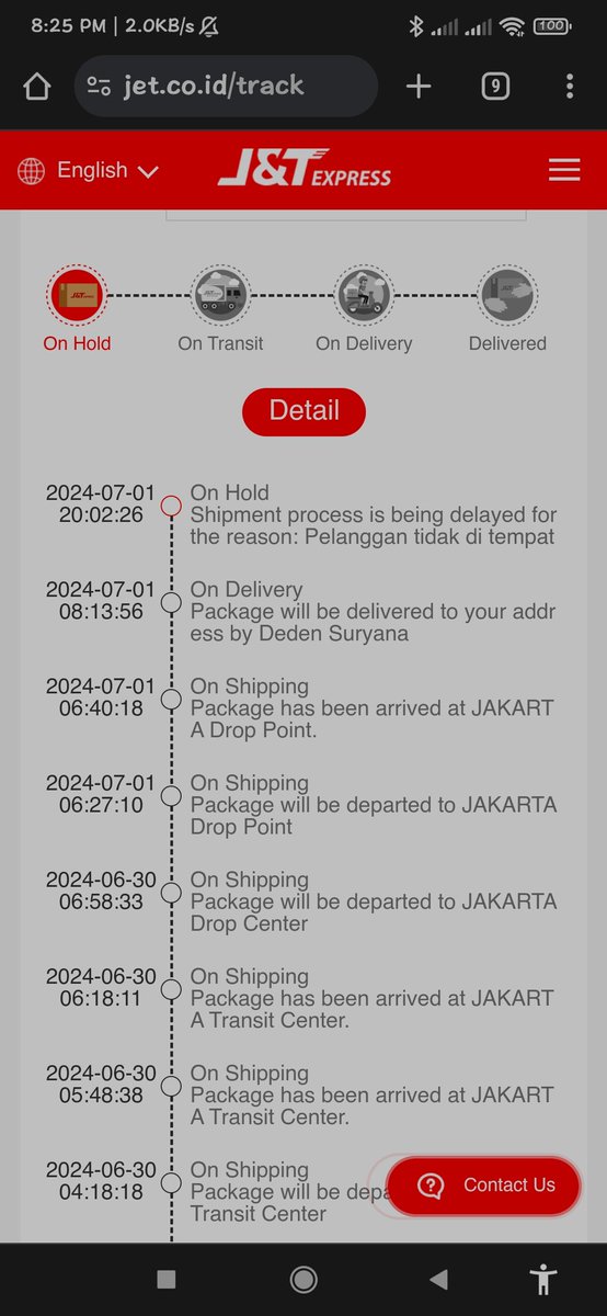gra31384_graha's tweet photo. @jntexpressid GIMANA KURIRNY KAK????? UDA TANYA LOKASI MALAH DIBILANG CUSTOMER GA DIRUMAH ! SAYA HANTU ????????? PAKET SAYA DIMANA SEKARANG !! https://t.co/P2plwK2bcr