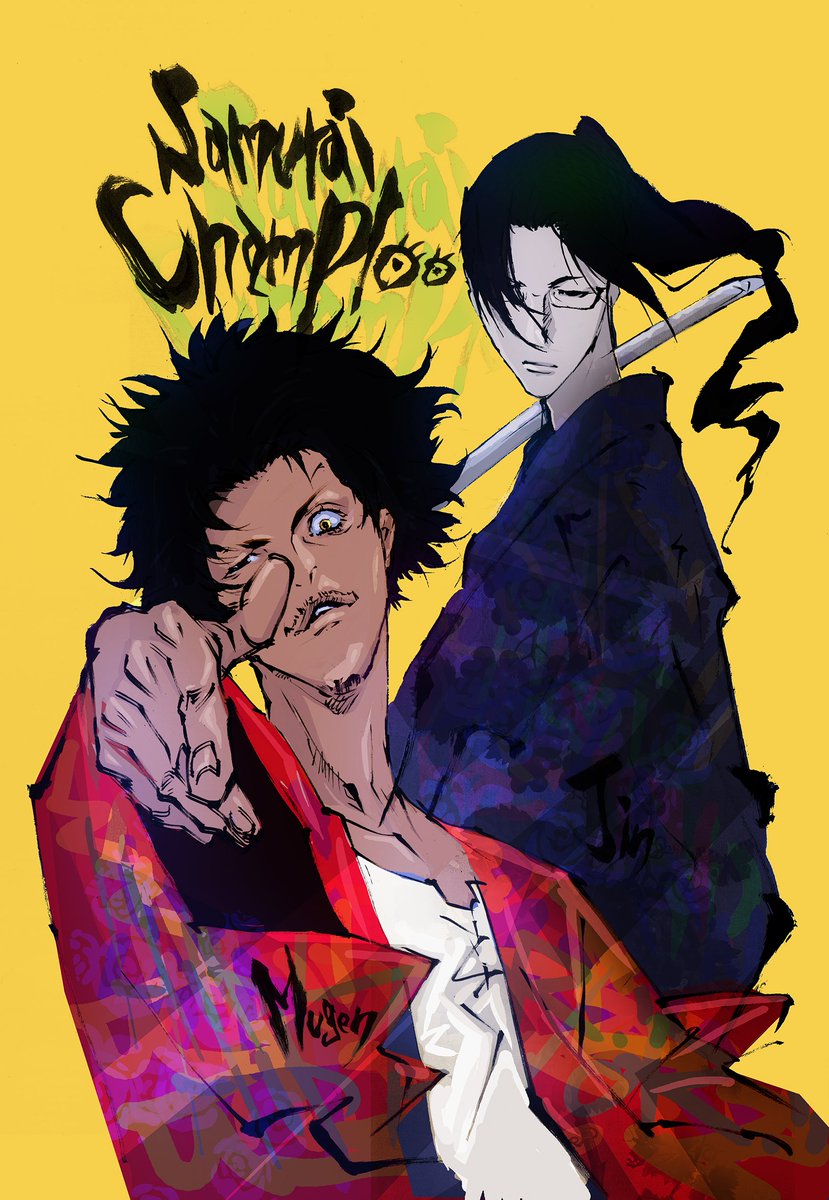 MangaMoguraRE's tweet image. "Samurai Champloo" New Illustration by Original Character Designer Nakazawa Kazuto to celebrate the series 20th Anniversary!

The wacky but beautiful historical hip-hop samurai action anime was the debut work of now defunct Anime Studio Manglobe with an excellent soundtrack by…