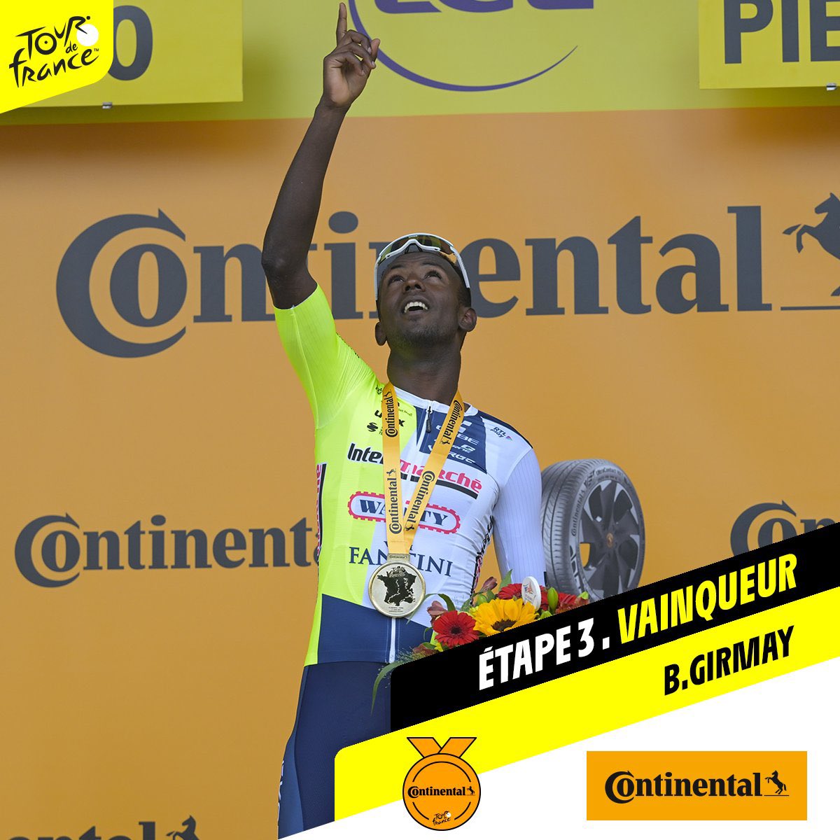 #TDF2024 what a start for the Tour de France 2024 ! First and second stages won by French cyclists, Bardet and Vauquelin. And now third stage won by Biniam Girmay, a wonderful eritrean champion <a href="/GrmayeBiniam/">Biniam Girmay</a> Bravo Biniam ! #Eritrea
