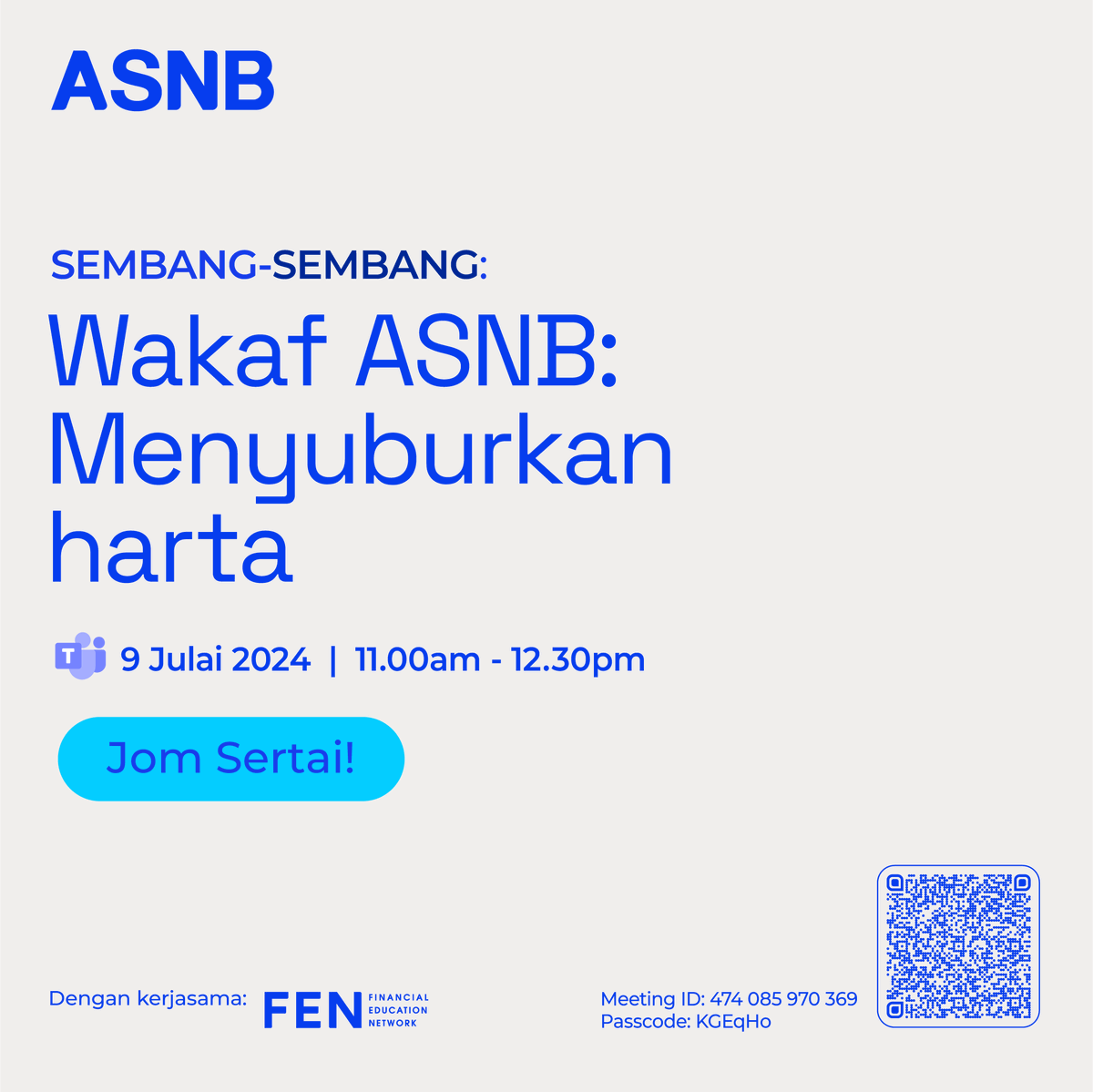 ASNBmy_official's tweet photo. Sertai Webinar Sembang-sembang ASNB sepanjang bulan ini secara langsung menerusi platform Microsoft Teams.
Pelbagai info yang akan dikongsikan antaranya topik berkenaan Wakaf ASNB, fahami pelaburan ASB dan perancangan pewarisan.
Link Teams: https://t.co/8ZfcERrZvP
#WebinarASNB https://t.co/PUVj9d6TsM