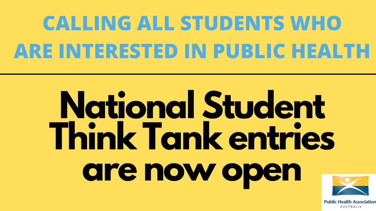 Calling all students! National Student Think Tank entries are open now.   

Submissions are due Monday 8th of July so start thinking of an innovative strategy to address a PH threat. You don't need to be an expert to apply! 

For more information, visit: phaa.net.au/Web/About/SYPP…
