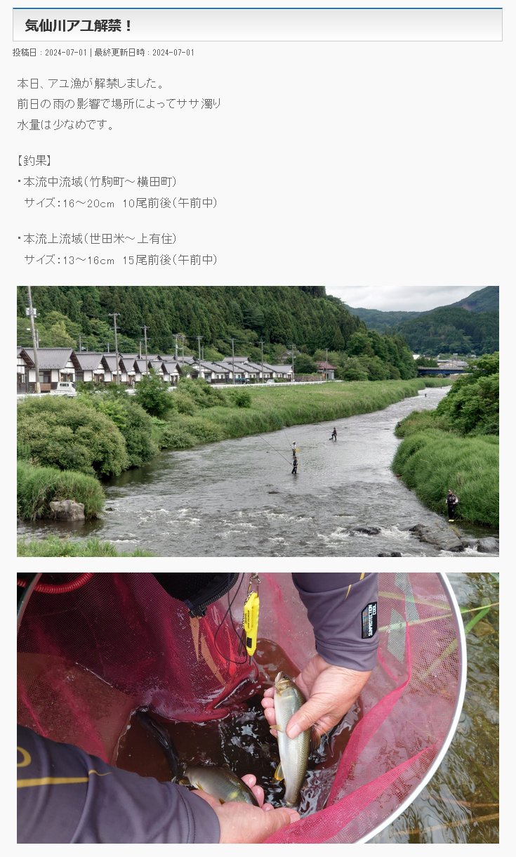 気仙川 気仙川アユ解禁！ | 気仙川漁業協同組合オフィシャルサイト
