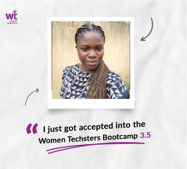 ShallyPearl3's tweet photo. I am excited to start my tech journey in the Women Techsters Bootcamp Cohort 3.5 

#WomenTechstersBootcamp #WomenTechsters #WTBootcampCohort2024. https://t.co/7ZRzMFRkFB