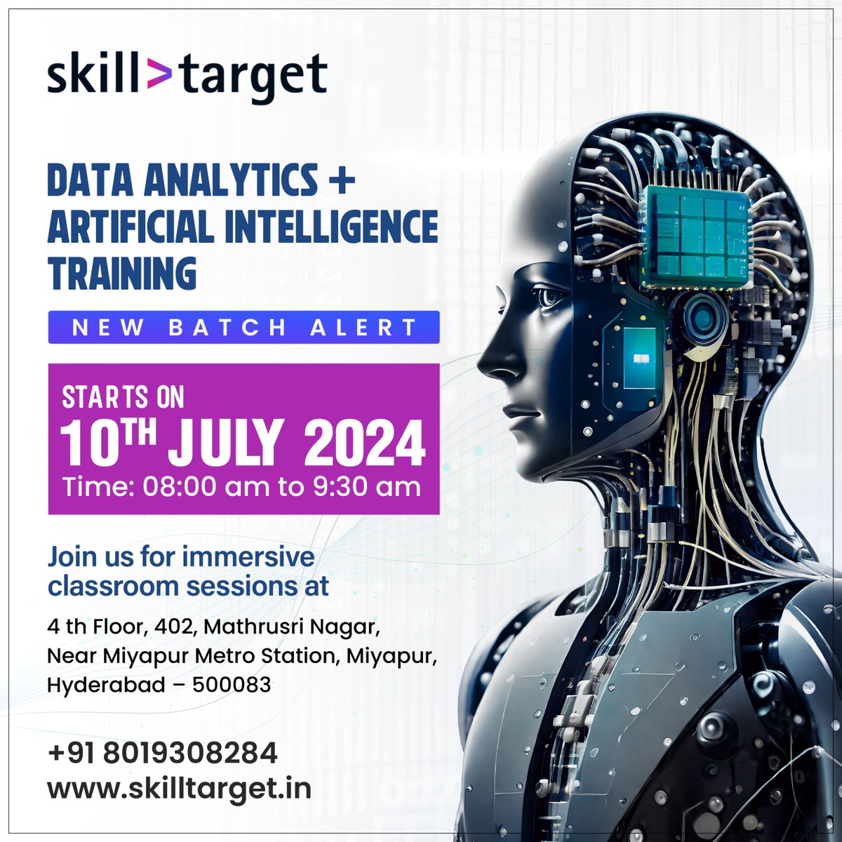 skill_target's tweet photo. Join our new batch for Data Analytics + AI, starting on 10th July 2024! Elevate your skills with our comprehensive classroom training. 

Call +91 80193 08284
Visit https://t.co/kE452lk0Rx

#skilltarget #traininginstitute #dataanalytics #artificalintelligence #training #newbatch https://t.co/IAOYNcFSSr