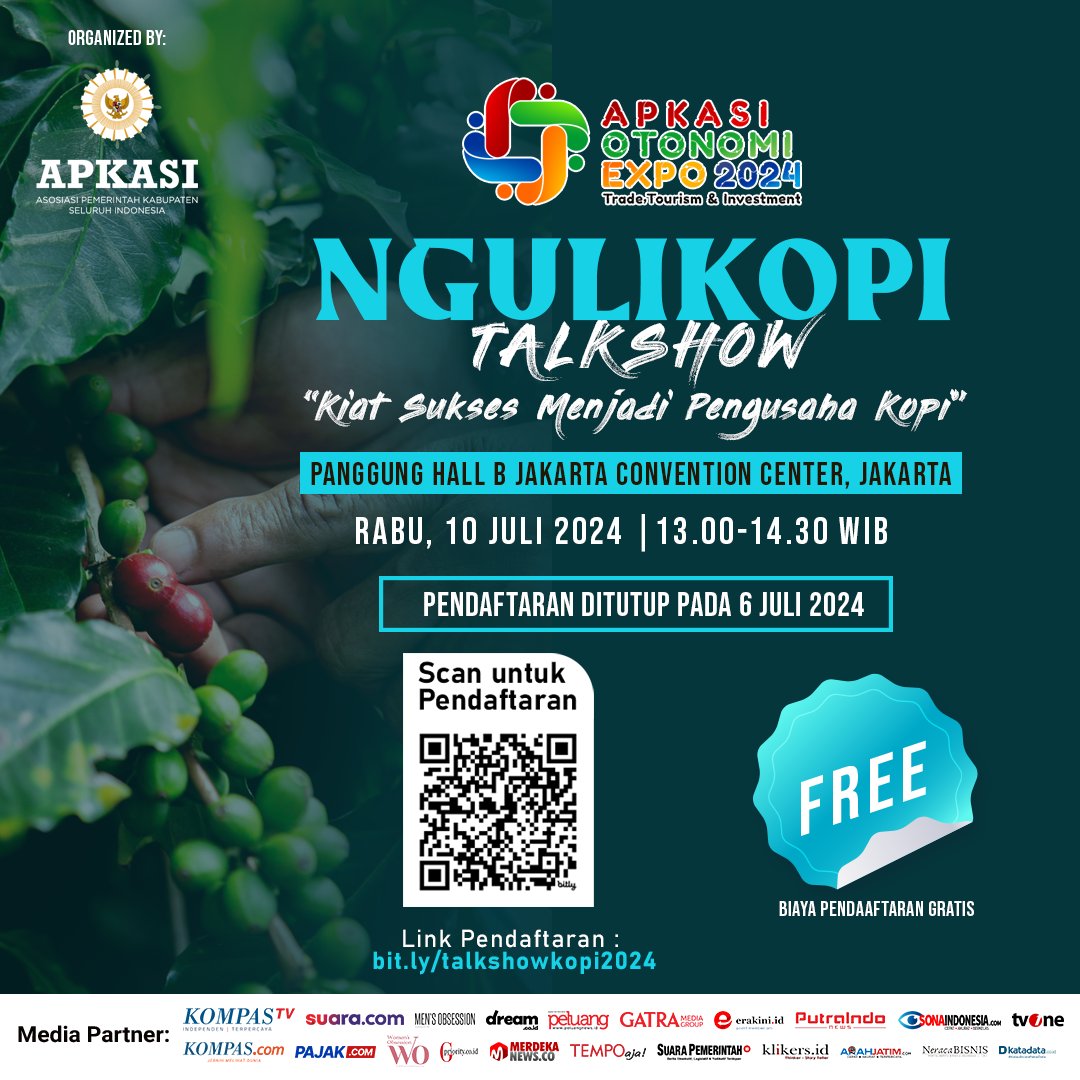 APKASI's tweet photo. Buruan... ayo ikuti Kompetisi Manual Brew di side event NguliKOPI!

Oya... selain itu masih banyak ragam kegiatan lainnya lho...
Kangen kampung halaman???
Ayo serbu pameran AOE 2024. https://t.co/I5uWPZKD1t