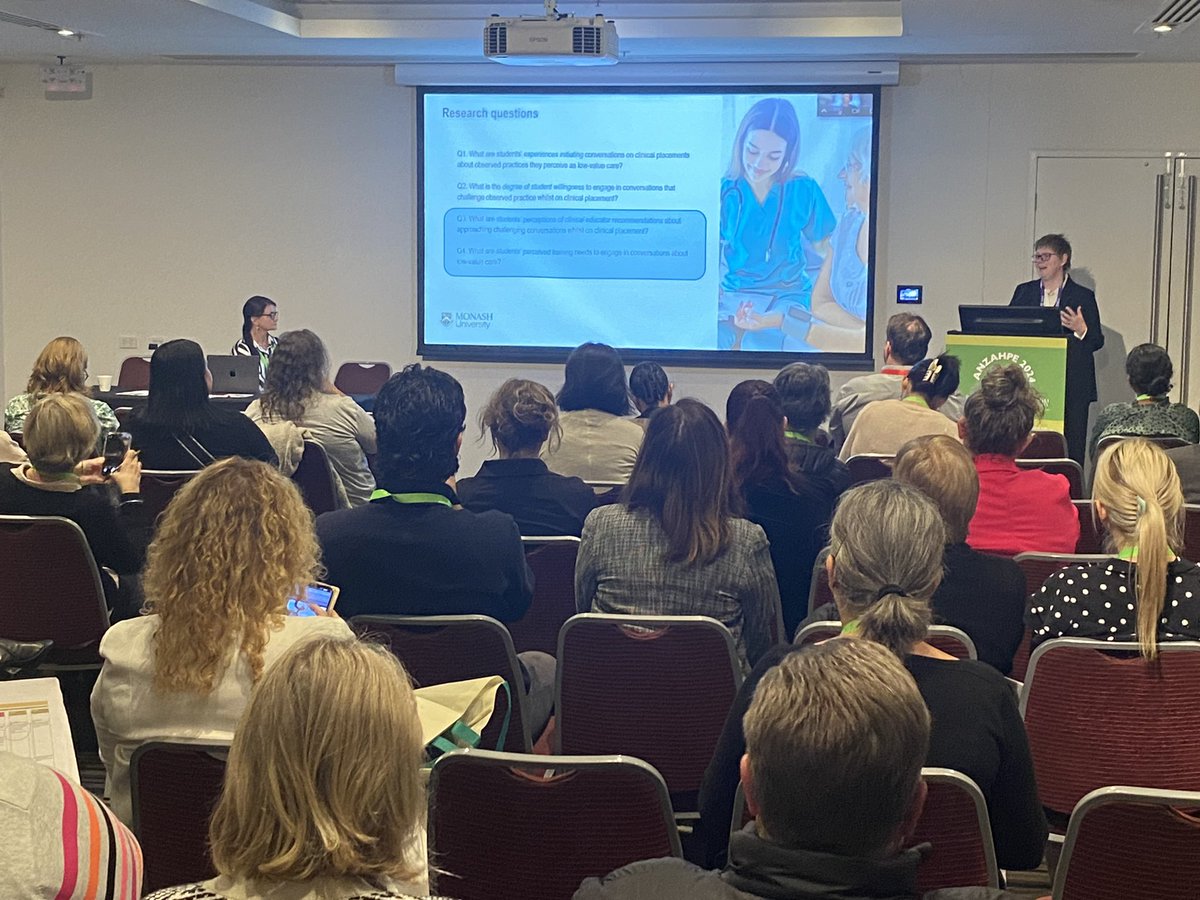 MCSHE (@monash_mcshe) on Twitter photo Packed room for Mel Farlie <a href="/DrFarles/">Dr Melanie Farlie</a> at #ANZAHPE2024 - student conversations about low value care on clinical placement. Packed room for Mel Farlie <a href="/DrFarles/">Dr Melanie Farlie</a> at #ANZAHPE2024 - student conversations about low value care on clinical placement.