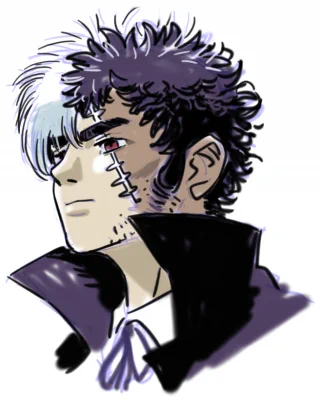 ブラックジャック先生。原作より髪型短めでもいけるかもしんない。黒いほうは天パのくせっ毛。白髪は直毛。なので同じ長さに切りそろえてもバラバラの長さになる。みたいな? 