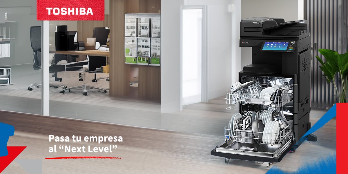 ToshibaTECSpain's tweet photo. Pasa tu empresa al “Next Level” con la gama "Multifunción" venidas del futuro de #Toshiba. Pero añadir la función "lavavajillas", no es lo que imaginamos cuando queríamos #incrementar la #productividad: https://t.co/QEujgzrxub
#toshibatec #flipa https://t.co/Kv123qLxa6