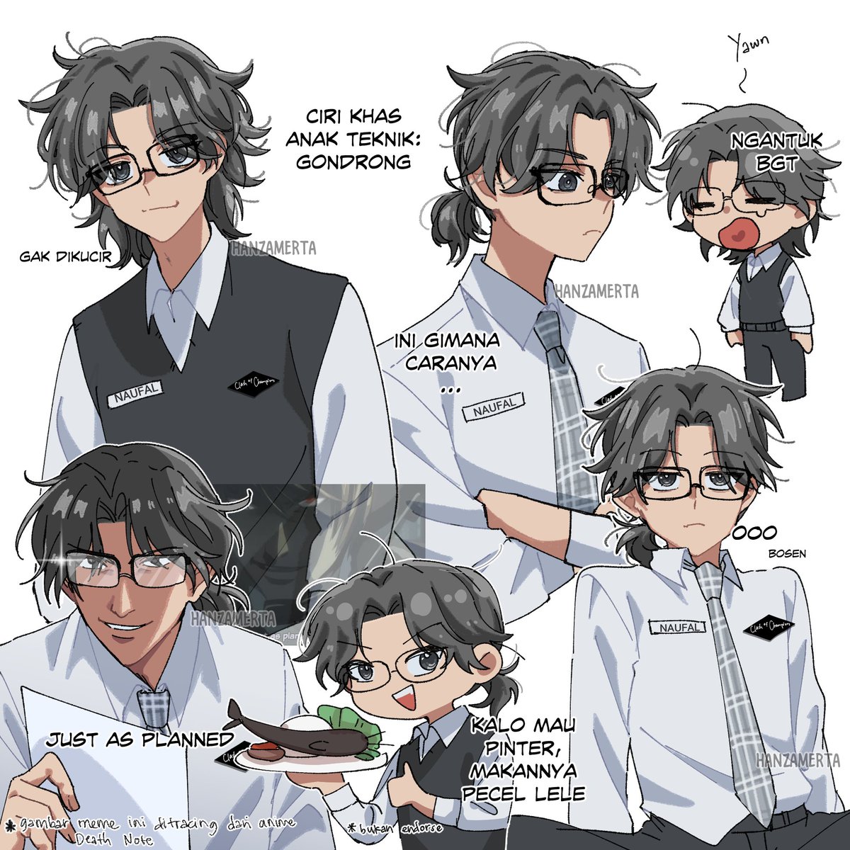 hanzamerta's tweet photo. Naufal, Babang Teknik Sipil IPK 4.00 ITB menjadi anime karena blio ini menerapkan sistem "Tidak mau mencolok" seperti oreki houtarou dan ayanokouji. Bahkan di eps 2 jarang banget kesorot atau diwawancara. Plis Ruangguru banyakin scene blio ini #ClashofChampions https://t.co/y5B1Yl6lgO