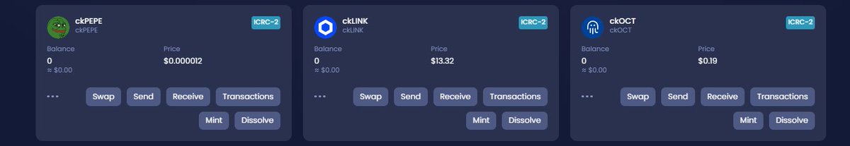 ICPSwap's tweet photo. GM, Guys!🙋♂️
$ckLINK, $ckPEPE, and $ckOCT are now available on #ICPSwap.
Both their Mint and Dissolve functions are live. @dfinity @dominic_w @chainlink @pepecoineth @OmnityNetwork
The following Swap pairs are also live: ckLINK/ICP, ckPEPE/ICP, ckPEPE/ckUSDC, ckOCT/ICP, and ckOCT/ckUSDC.
You can add liquidity and start trading on ICPSwap! https://t.co/RZwpbcdmkK