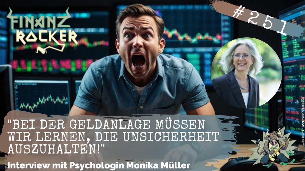 finanzrocker's tweet photo. In der neuesten Podcast-Folge spreche ich mit der Psychologin Monika Müller über Psychologie an der Börse, unbewusste Muster in finanziellen Entscheidungen und persönliche Entwicklung als Anleger. Zum Interview: https://t.co/GDYOFYn4dU https://t.co/1vXD2o6f2C