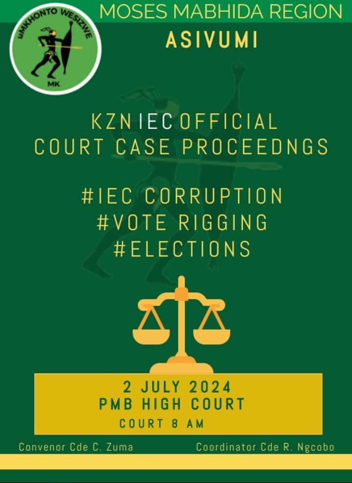 themankhosi's tweet image. We have taken @IECSouthAfrica to court their favorite dance floor for #VOTERIGGING and #IECCORRUPTION in #ELECTION 

WE ARE IN PIETERMARITZBURG 
DATE:2 JULY 2024.