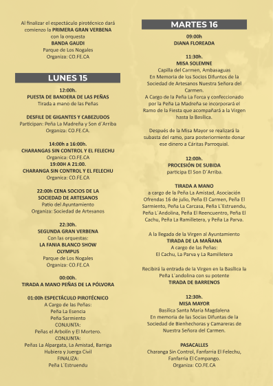 CangasOndaCero's tweet photo. PROGRAMA ACTIVIDADES PARA LAS FIESTAS DEL CARMEN Y LA MAGDALENA 2024

Todo comienza con la Romería del Prao del Molín y termina con la verbena del día de La Patrona https://t.co/yKMXbYNK3c