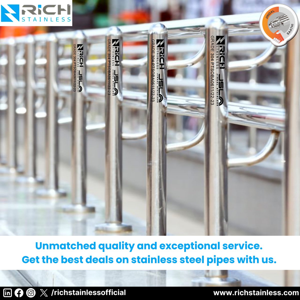 Why compromise on quality? Choose our stainless steel pipes #stainlesssteel #304stainlesssteel #jindalsteel #staircasedesign