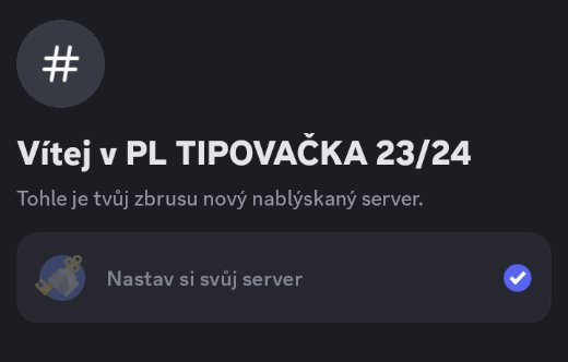 PL TIPOVAČKA 23/24
discord.com/invite/cEdspbxJ
- Startovné 500,- na účet 284370010/0300
- Tipujeme každé kolo i střelce 
- Velká porce bodů za dlouhodobé sázky 
- Finanční odměny i za podzimní a jarní část sezony 

ZAČÍNÁME 16.8. 😎