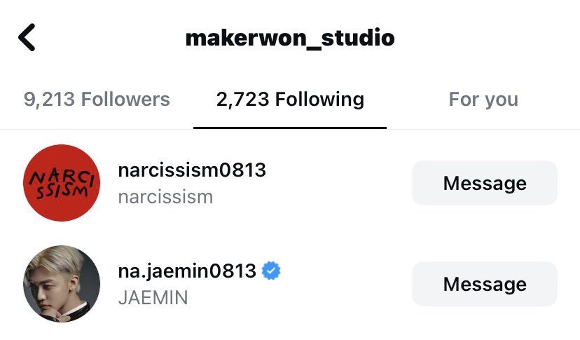 813UPDATES's tweet photo. [INFO] Engineering Artist and Photographer Woowon Jung is following JAEMIN and NARCISSISM on Instagram.

— They are the artist who collaborated with JAEMIN for <NARCISSISM : JAEMIN 1st PHOTO EXHIBITION>

#JAEMIN #재민
#JAEMIN_NARCISSISM https://t.co/xlbDGxfcrJ