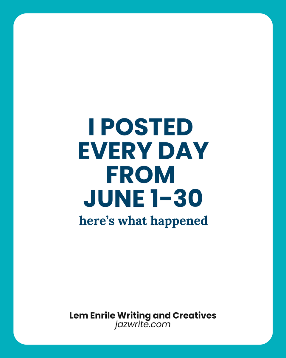 LemEnrile's tweet photo. I tried posting daily. I thought I wouldn’t make it. But I did it ✨ Sharing my wins.

❓ Do you also post daily? How was the experience when you first started?

#dailyposting #consistency #socialmedia #socialmediatips #socialmediamarketing #freelancewriter #jazwrite https://t.co/jPK4miXCOs