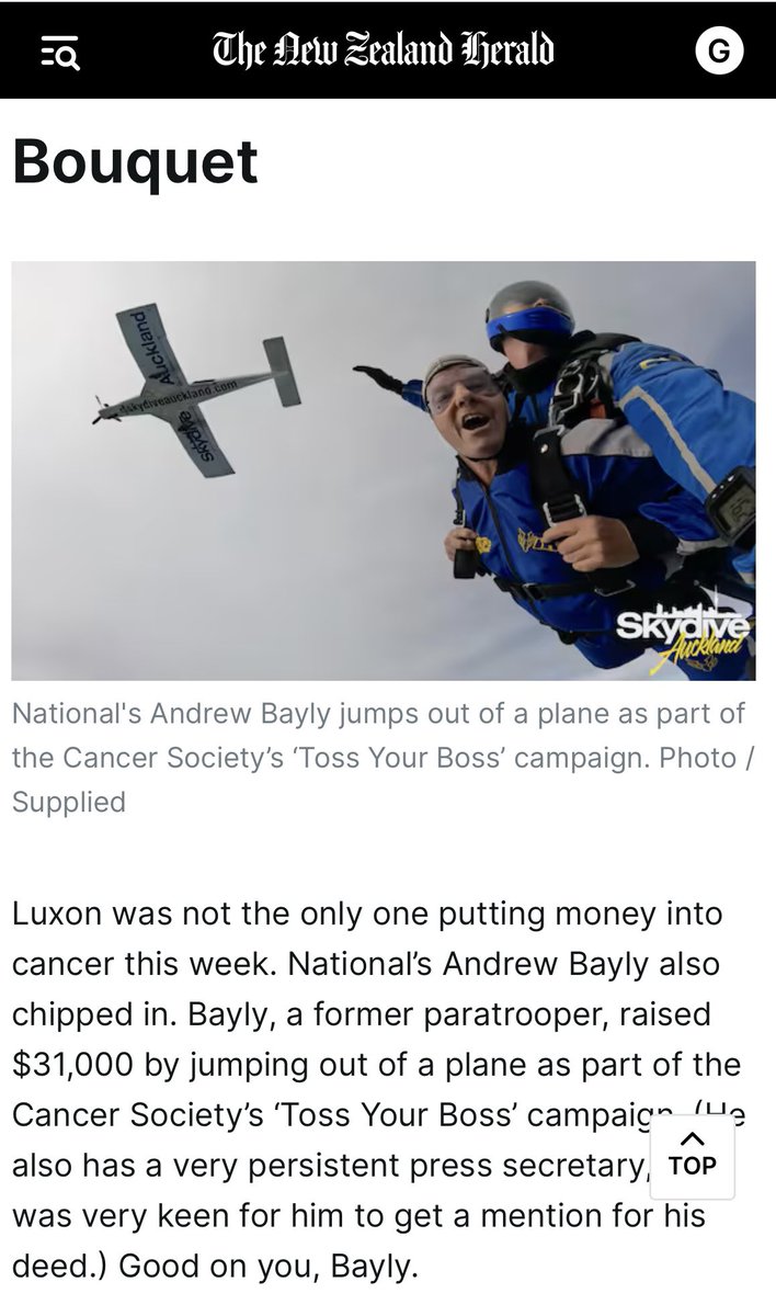 Andrew Bayly (@bayly_andrew) on Twitter photo Thanks <a href="/CTrevettNZH/">Claire Trevett</a> 💐 in last week’s <a href="/nzherald/">nzherald</a>
$30,000+ raised for the <a href="/NZCancerSo/">Cancer Society of NZ</a> Thanks <a href="/CTrevettNZH/">Claire Trevett</a> 💐 in last week’s <a href="/nzherald/">nzherald</a>
$30,000+ raised for the <a href="/NZCancerSo/">Cancer Society of NZ</a>