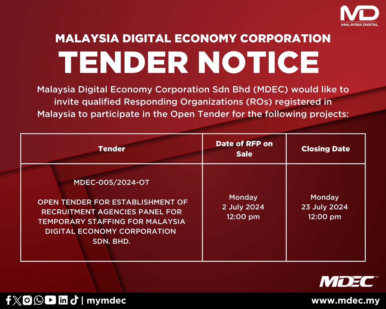 Malaysia Digital Economy Corporation on X: &ldquo;MDEC welcomes vendors 