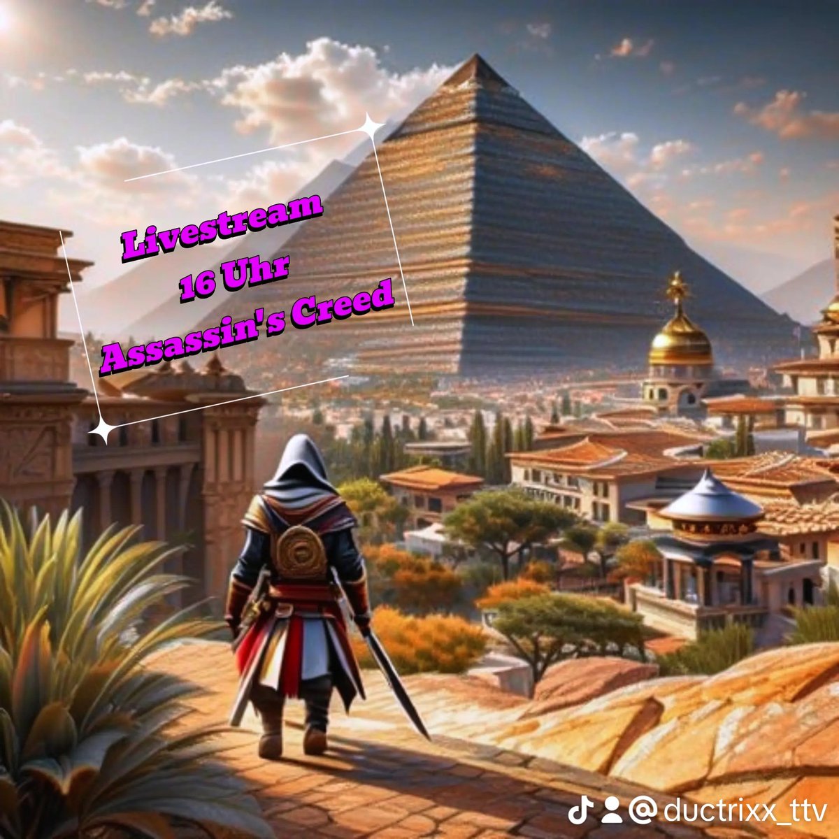 Heute startet die Assassin's Creed Serie!
Live auf Twitch.
Assassin's Creed Origins. 16 Uhr.
twitch.tv/ductrixx 

Kommt gern vorbei und lasst uns nebenbei bisssl quatschen.

#assassinscreed #twitchgermanstreamer #twitch