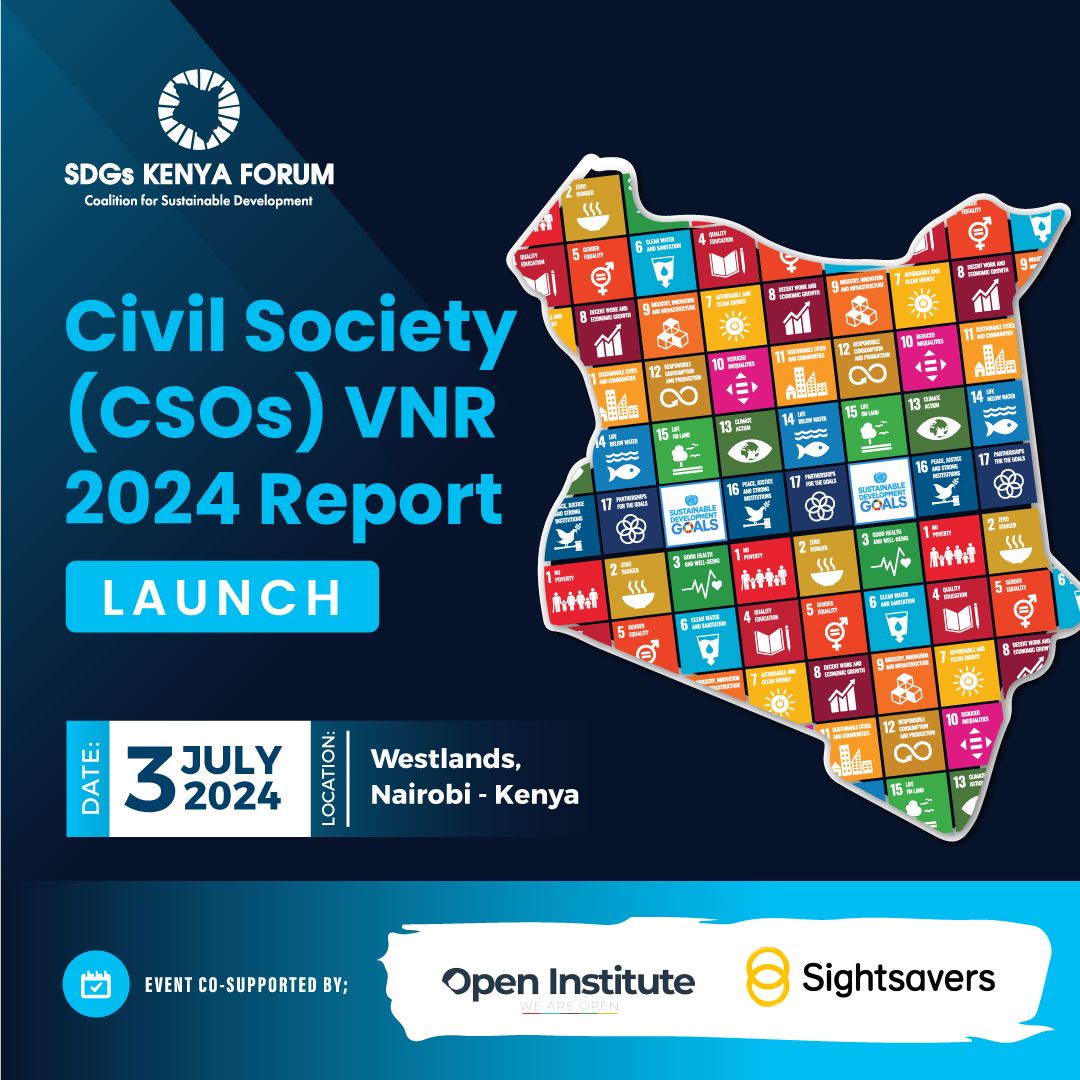 🚀 Exciting News! 🚀 

We are thrilled to announce the Launch of the CSOs 
 VNR 2024 Report!🎉 

Discover Kenya's progress towards the SDGs and join us in celebrating this milestone.📊 

#VNR2024 |#DecadeofAction |#KenyaProgress #TwendeKazinaSDGs | #LeaveNoOneBehind