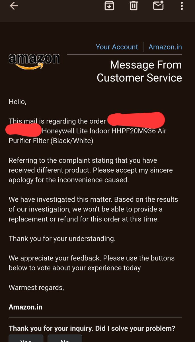 Proilios's tweet photo. (2/3) Spent hours on chat &amp; got transferred around repeatedly. Finally received an email with a generic apology but NO solution!  @amazonIN, is this really how you treat customers who receive the wrong item and have clear evidence? https://t.co/dOy7LVjmZt