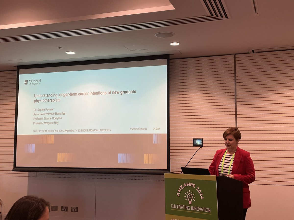 Dr Melanie Farlie (@drfarles) on Twitter photo Important research presented by Dr <a href="/SoPaynt5/">Sophie Paynter</a> at #anzahpe2024 contributing to our understanding of the longer-term career intentions of #physiotherapy graduates. Key messages about the role of work culture and work stress on intention to stay #worklifebalance #hpe Important research presented by Dr <a href="/SoPaynt5/">Sophie Paynter</a> at #anzahpe2024 contributing to our understanding of the longer-term career intentions of #physiotherapy graduates. Key messages about the role of work culture and work stress on intention to stay #worklifebalance #hpe