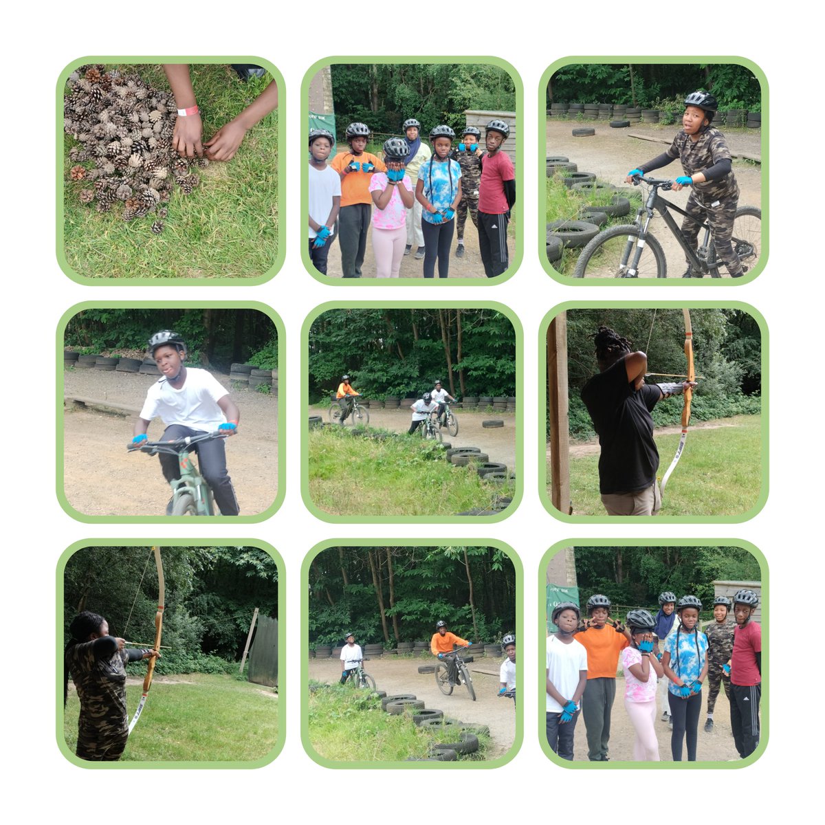 Great first day from collecting pine cones to BMX biking over ramps, to Archery. 🚴‍♀️🏹💨💨
