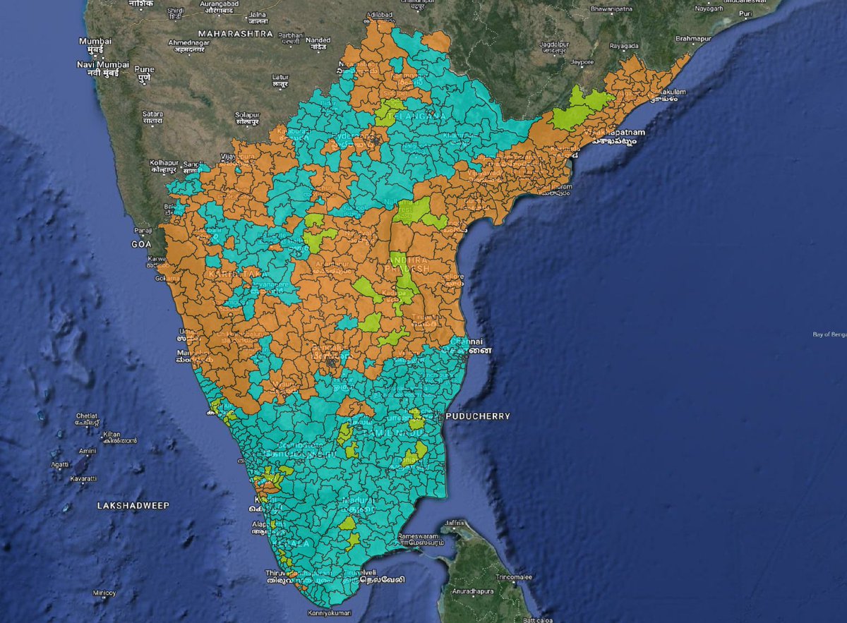 RidhitMaps's tweet photo. 2024 Lok Sabha (Parliament) Elections by Assembly Segment - Data sourced via different sources (highly likely to have errors) and Andhra is just assembly results since form 20 isn't out. Leads vs Trails. Orange - NDA, Blue - UPA/INDIA, Green - Others

Contd... https://t.co/HPXhrSjCnb
