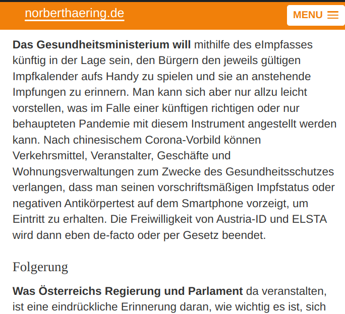 norberthaering's tweet photo. Österreich macht es vor: Erst die ePA, nun der eImpfpass … und bald chinesische Zustände? https://t.co/LCzPB19wIV https://t.co/xTlhd7wtsw