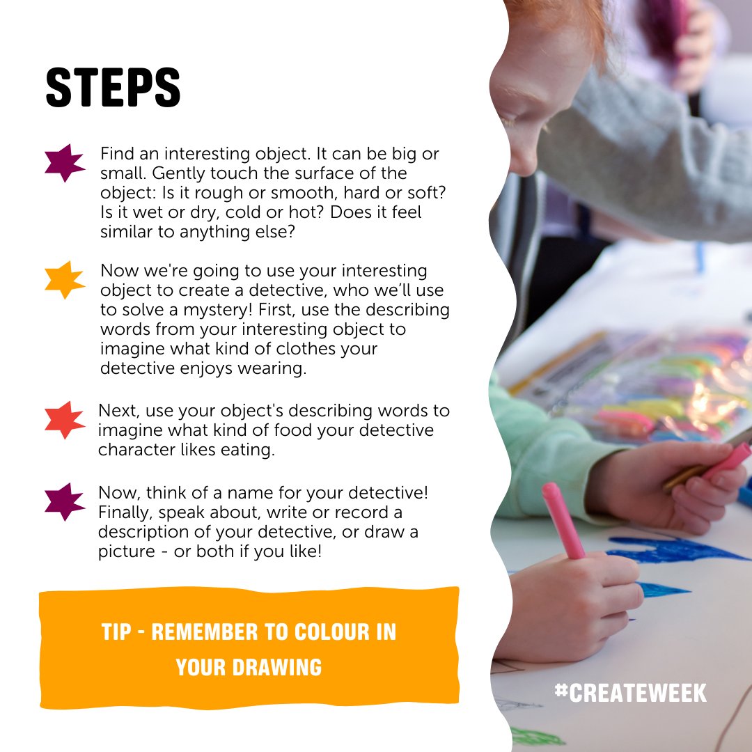 createcharity's tweet image. It’s Day 2 of #CreateWeek, and we’re thrilled to feature a captivating activity by the talented writer Joe Rizzo Naudi! ✍️⭐

Ever dreamt of creating your own detective character? Here’s your chance to dive into this exciting challenge!